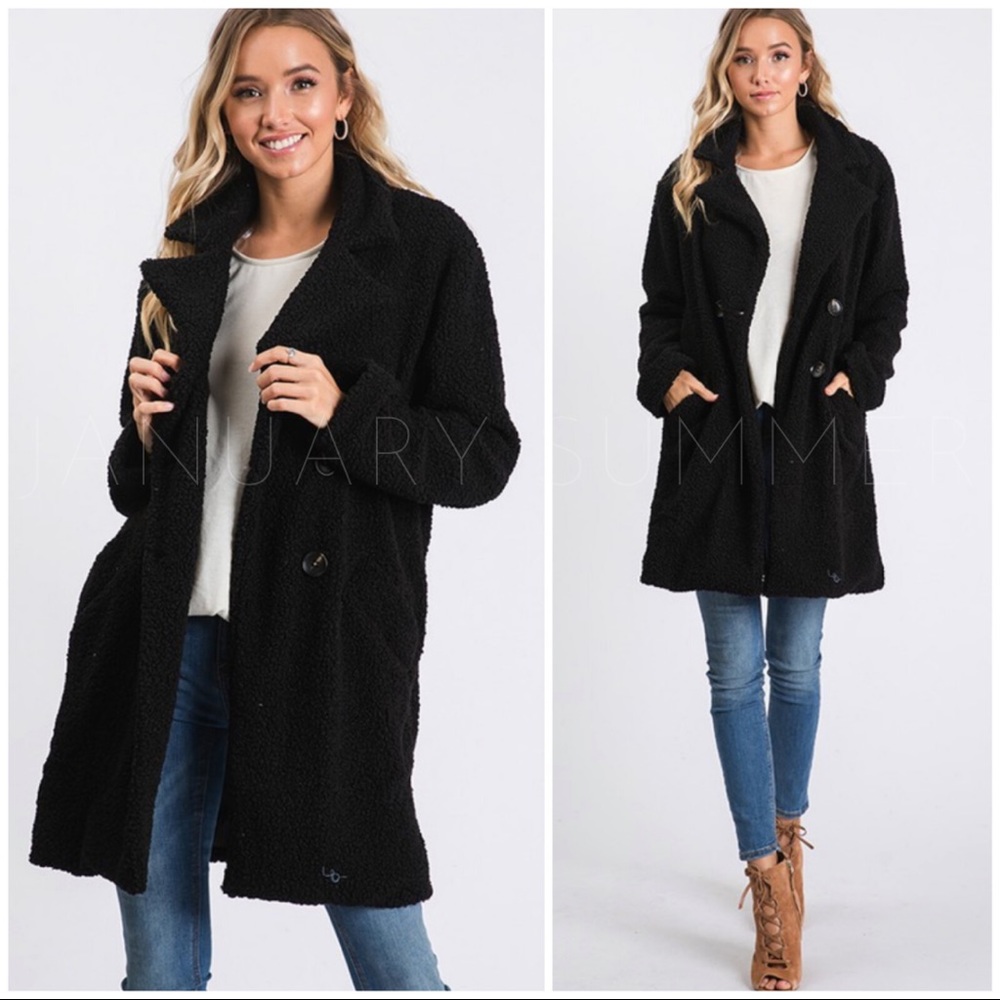 ❄️BLACK FLEECE COAT - Picture 3 of 3